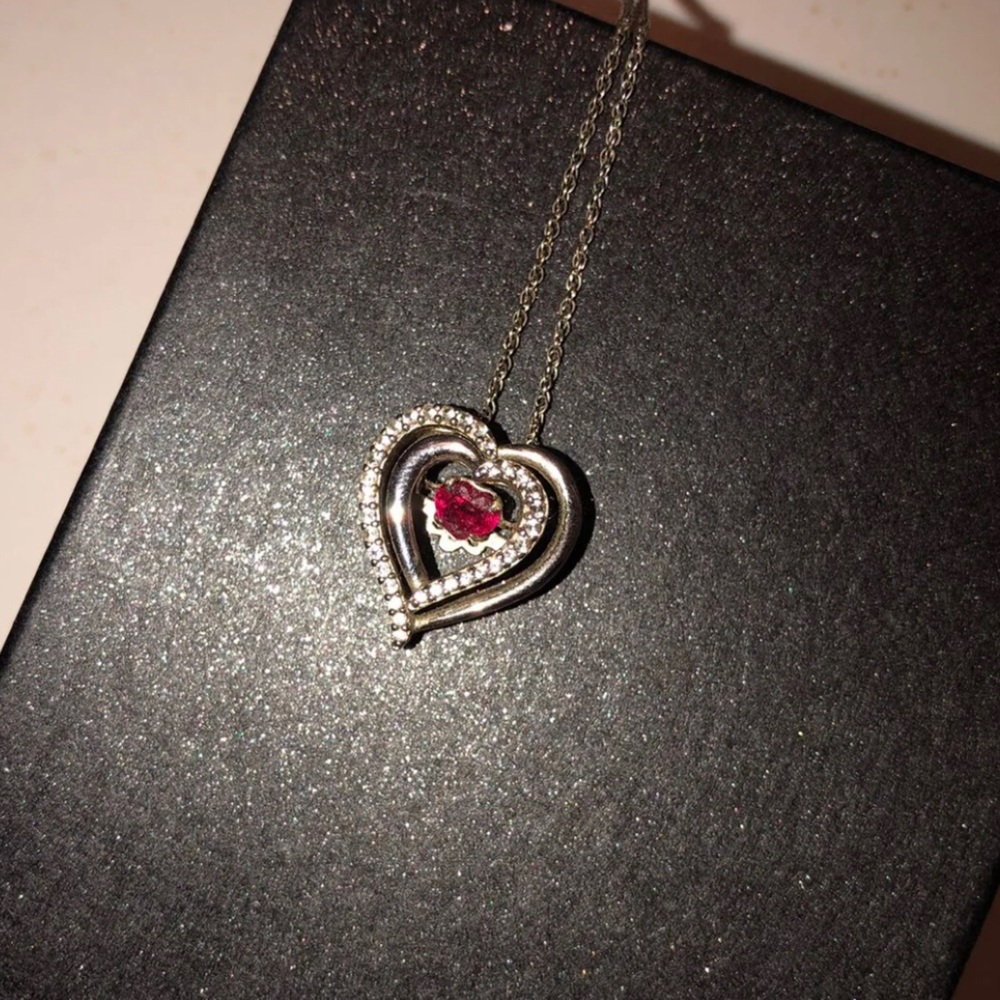 Ruby and lab created diamond necklace